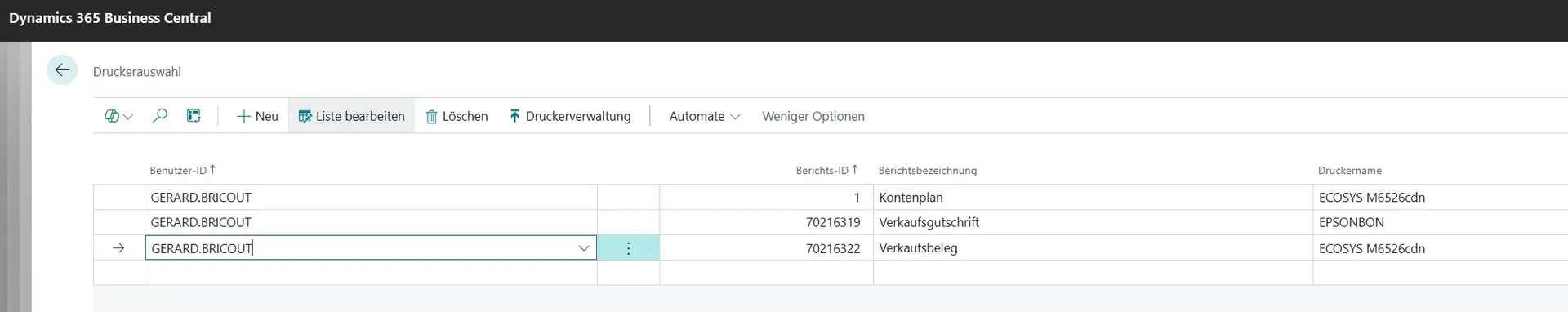 Druckerauswahl
